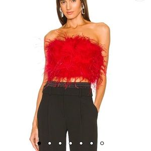 LAMARQUE RED FEATHER TOP
